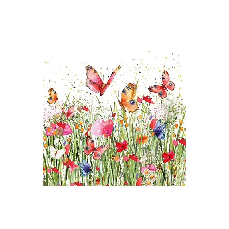 Servietten Blumen 20 Napkins Flower Meadow Full of Butterflies |