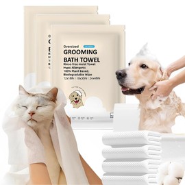 Toner Depot XL Pet Grooming Bath Wipes, Huge Rinse-Free Towels for Cleaning and Deodorizing Plant-Based Hypoallergenic Wipes for Dogs and Cats, 3 Pack (Large 12x18)