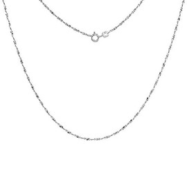 1.3mm Sterling Silver Diamond Cut Twisted Serpentine Chain Necklace for Women Nickel Free Italy, 16 inch