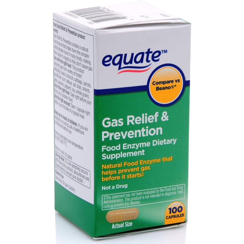 Equate Gas Bloating Relief and Prevention, Food Enzyme Dietary Supplement,