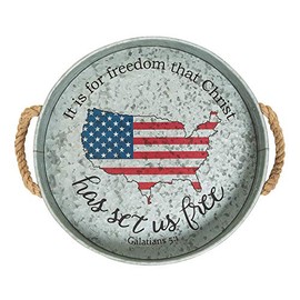 Fun Express - Religious Patriotic Galvanize Metal Tray for Fourth of July - Home Decor - Decorative Accessories - Misc Decorative Accessories - Fourth of July - 1 Piece