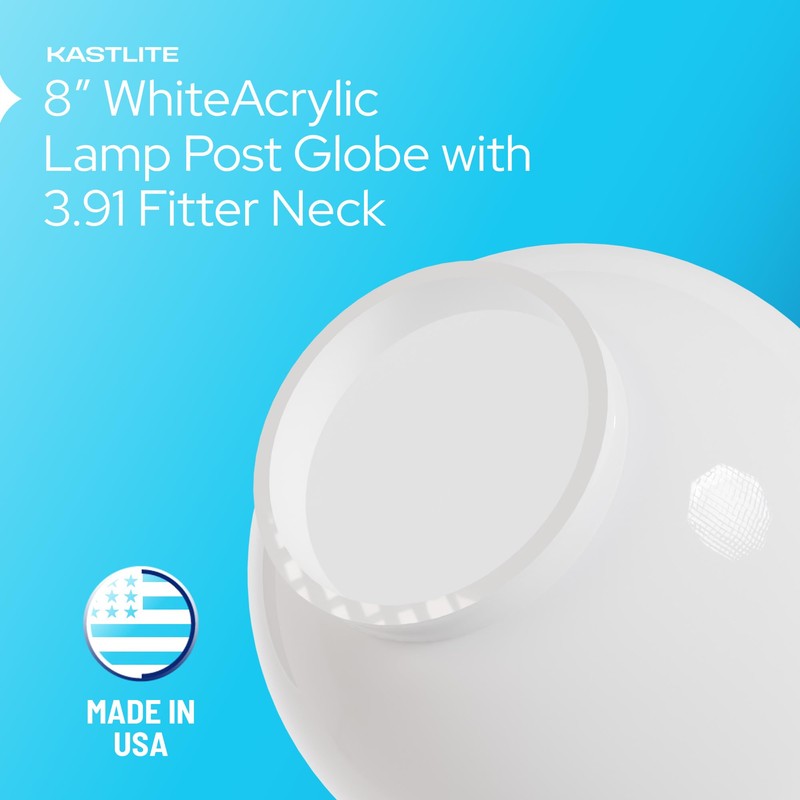 KastLite 8" White Acrylic Lamp Post Globe | Smooth Textured