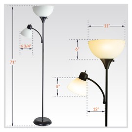 Newhouse Lighting NHFL-WI-BK Torchiere William 71 inch Modern Standing Daughter Floor Lamp, Perfect Light for Bedrooms, Living Room, Office, Reading, Mother-Son Black