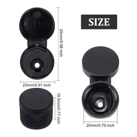 OLYCRAFT 36pcs 20/410 Black Flip Top Caps Plastic Open Caps Replacement Flip-Top Cap 20mm Inner Diameter Dispensing Cap for Shampoo Moisturizer Squeeze Bottles - 0.12 inch Orifice
