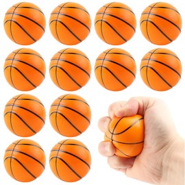 Augesak Pack of 12 Anti-Stress Balls for Children Adults, Basketball Stress Ball, Basketball Squeeze Ball, Squishy Toy Ball for Children's Birthday Party Bag Party