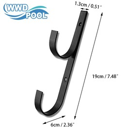 WWD Swimming Pool Aluminum Pole Hanger Set, Blue, 1-Pack (2 Hooks), for Telescoping Poles, Leaf Rakes, Skimmers, Nets, Brushes, Vacuum Hoses (1 Pair [ Black ])