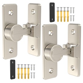 StickNGo Heavy Duty 90 Degree Barn Door Lock, Zinc Alloy Security Sliding Door Latch for Barn, Garden, Bathroom, Fence, Shed - Anti-Rust and Robust (Nickel-2 Pcs)