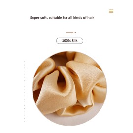 100% Silk Scrunchies for hair, HapHeara Hair Scrunchies 3 Pack, 100% Pure Mulberry Silk Hair Ties Hair Bands for Women, Girls, Thick Curly Hair No Crease Soft & Less Pulling-Black, Apricot, Champagne