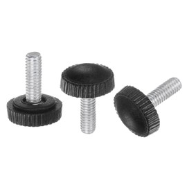 sourcing map 20pcs M4 x 12mm Metric Male Thread Knurled Knobs, Thumb Screw Clamping Knobs Grip Plastic Handle Hand Knobs with Threaded Stud, Black