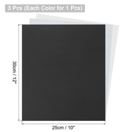 sourcing map 3PCS Heat Transfer Vinyl, Black White Silvery 12" x 10" HTV Iron-on Vinyl Sheet for T-Shirts DIY Heat Vinyl Design Easy to Cut & Weed