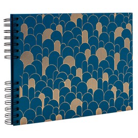 EXACOMPTA - Ref 16296E - Neo Déco Spiral Bound Photo Album - 150 Photos - 60 Black Pages - 32 x 22 cm Format - Cardboard Cover with Textured Paper Blue Gloss Effect
