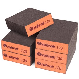 Sruhrak Sanding Block 12 Pieces Hard Sanding Sponges, 120 Grits Wet Dry Reusable Sanding Pads for Wood, Plastic, Drywall and Metal Polis