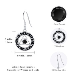 Viking Rune Stud Earrings 925 Sterling Silver Celtic Knot Earrings Viking Earrings Women's Viking Jewellery for Men Women, Sterling Silver