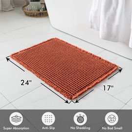 MIULEE Fall Orange Set of 2 Waffle Bathroom Rugs, Boho Bath Rugs Non Slip Washable, Super Absorbent Bath Mats, Ultra Soft Rubber Backed Shower Mats for Bathroom Floor, Tub and Shower, 17x24 Inch