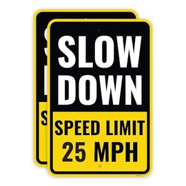 2PC 25 Mph Speed Limit Sign, 18 x 12 Inches - Aluminum - 25Mph Slow Down Safety Signs For Neighborhoods Street