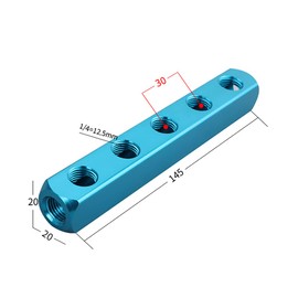 Metaland 1/4" 5-Way 8 Ports Air Mainfold Aluminum Pneumatic Air Compressor Inline Splitter