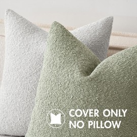 MIULEE 18x18 Inch Decorative Pillow Covers for Couch Bed Set of 2 Textured Boucle Neutral Spring Throw Pillow Covers Sage Green Accent Solid Pillowcases Sofa Living Room Home Decor