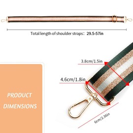 Tabanzhe Bag Straps for Handbags - Adjustable Glitter Striped Replacement Handbag Strap with Wide Shoulder Design and Clips,Long Strap for Crossbody Bag Purse Shoulder Bags