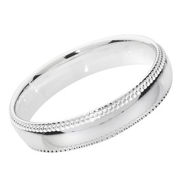 925 Sterling Silver 4mm Court Comfort Men/Ladies Milgrain Wedding Band/Ring WJS13917RSS