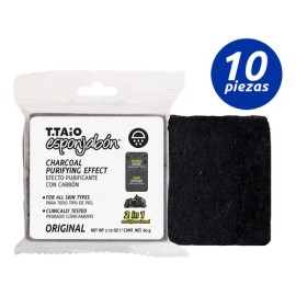 Esponjabon T.Taio Jabn Carbn Activado y Esponja Pack 10 Piezas                                                                                        