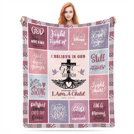 SEGXCFL Christian Gifts Blanket for Women, Men, Girls & Teens - Pink Scripture Blanket, Inspirational Bible Verse Throw Blanket - Faith Based Gifts - 50"X60"