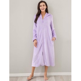Richie House Women's Soft and Warm Fleece Robe with Zipper RHW2856-A-XL