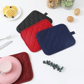 Glynniss Anti-Slip Grip Pot Holder for Kitchen, Cotton Oven Hot Pads Set with Neoprene for Heat Resistant 450F, 7x9 Inches Potholder Machine Washable 2PCS (Wine, 2)