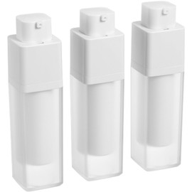 FRCOLOR Pack of 3 Empty Refillable Airless Pump Bottle, 30 ml, Travel Foundation Container, Lotion Dispenser, Clear Vacuum Press, Cream Pump Bottle