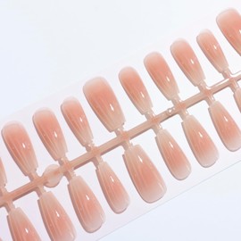 LIGHT RAIN Glossy fake nails - 30 Piece XS S M Sprayed Gel Press on Nails feminine Blush Light Pink Coffin False Nails