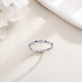 SHEAISRS Evil Eyes Rings for Women 925 Sterling Silver Rings Women Stackable Engagement Ring Anniversary Band Ring Size 7