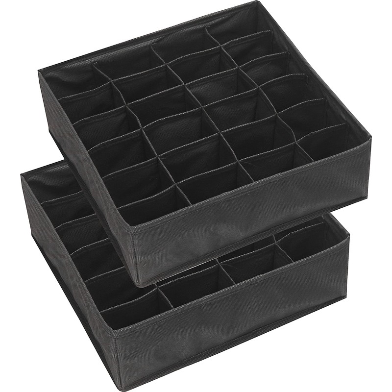 Simple Houseware 2 Pack Closet Sock Organizer, 24 Cell Drawer