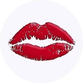 24 x 40mm Round 'Red Lipstick Kiss' Stickers (SK00042096)