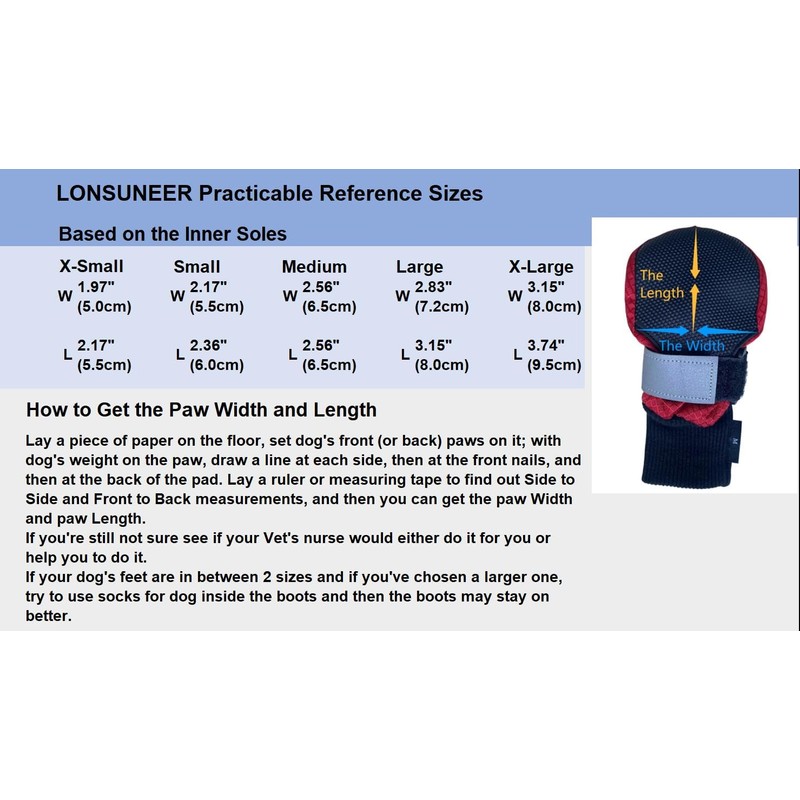 LONSUNEER Winter Paw Protector Dog Boots Waterproof Soft Sole and