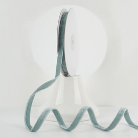 MEEDEE Dusty Blue Velvet Ribbon 3/8 Inch Double Face 2 Rolls 20 Yards Slate Blue Velvet for Ornaments, Gift Wrapping, Christmas Tree Decorations, Rustic Wreath, Winter Decor