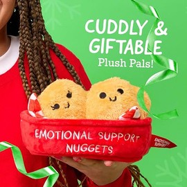 WHAT DO YOU MEME? Emotional Support Chicken Nuggets by Relatable, Cuddly Plush Toys and Stuffed Animals, Includes 5 Plushies with Basket, Funny or Cute Holiday Stocking Stuffer