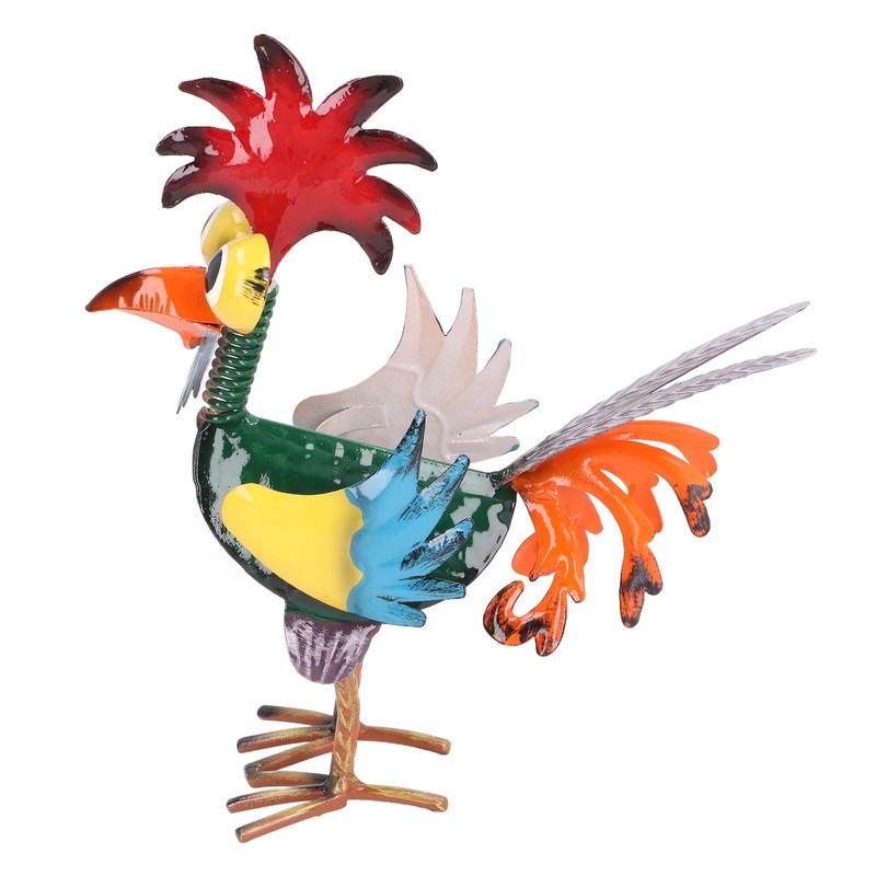 Rooster Statue Figures Ornament Metal Rooster Display Model Toy for