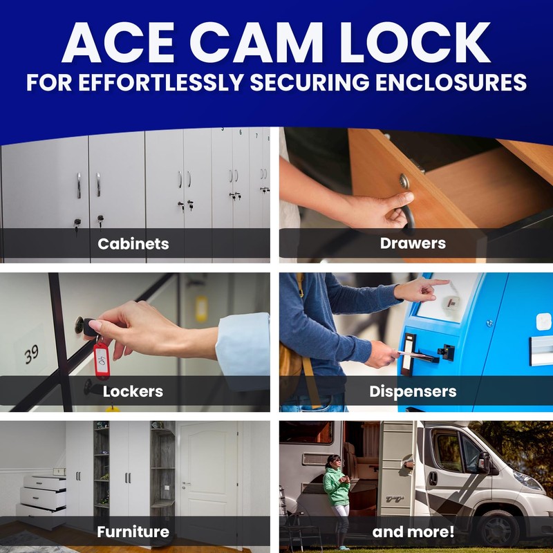 FJM Security MEI-2400AS-KA Tubular Cam Lock for Smart Home, Cabinet