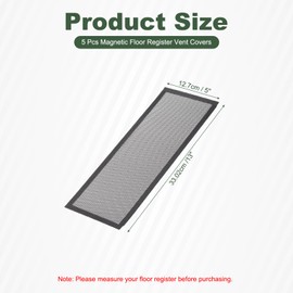 YOKIVE 5 Pcs Magnetic Floor Vent Covers, Floor Register Cover PVC Mesh Air Vent Screen Filters, Great for Home Floor, Wall, Ceiling, Catch Debris Hair Dust (Black, 13-Inch x 5-Inch)