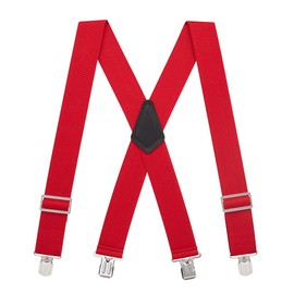 Suspender Store 2-Inch Wide Low-Stretch Logger Suspenders - Sturdy Pin Clip - 54" for 6'1" to 6'5" tall - Red