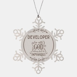 Bible Verse Developer Christmas Ornament Gifts, to My Developer for with God Nothing Shall be Impossible Developer Gifts, Xmas Gifts for Developer Snowflake Ornament Decorations