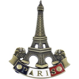 3D Metal Eiffel Tower Paris Magnet, Silver, 1 Count, 1 inch x 1 inch x 0.2 inch, Classical, Vintage, Refrigerator Magnet