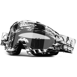 anteojos de moto de motocross, equipo de motocicleta, ATV, equitación, motocross, Dirtbike de 4 ruedas, accesorios para anteojos de esquí que se ajustan sobre las anteojos, protección UV400, antipolvo, inastillables para hombres y mujeres (negro blanco +