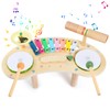 Asweets 7 in 1 Kids Drum Set for Toddlers Wooden