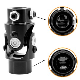 ALEJEKNA 3/4" DD X 3/4" Round Steering Shaft Universal U Joint Coupler (Single/Black)