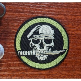Unbranded Skull, Combat Knife, and Green Beret Patch Military Embroidered Iron On 2.5"