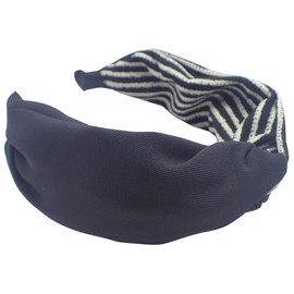 Topkids Accessories Striped Knot Alice Bands Adult Women, Hair Accessories for Women, Hair Bands for Women, Thick Headband, Womens Headbands, Head Bands Adult Women, Wide Headbands (Black)