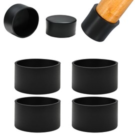 EASYEAH 2" (50.5mm) Silicone Chair Leg Floor Protectors, Rubber Chair Leg Caps, Non-Slip Furniture Pads Round Chair Feet Covers End Caps for Hardwood Floors, Patio & Table Foots, Black (4PCS)