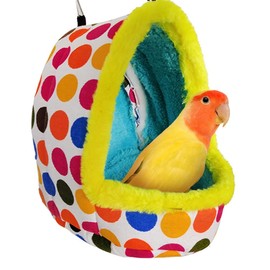 DONGKER Bird Nest for Cage, Winter Bird House, Warm Parrot Bird Nest Hammock Hanging Cave Cage Plush Happy Hut for Hamsters, Parrots, Macaws, Budgies, Cockatiels