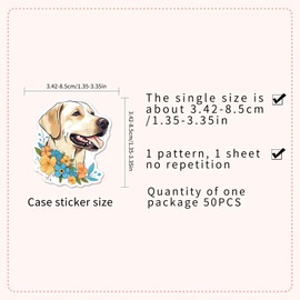 Labrador Retriever Dog Stickers for Kids Teens Boys Girls, 50 PCS Cute Pet Dogs Vinyl Decals for Water Bottle, Yiwuzxmy Cartoon Animals Decor Laptop Skateboard Scrapbook Luggage Sticker