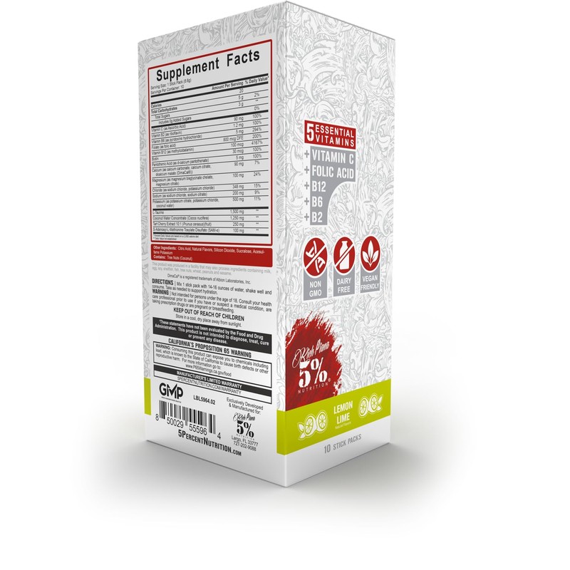 5% Nutrition Hydrate Stick Hydration Packets | Sport Electrolyte Powder